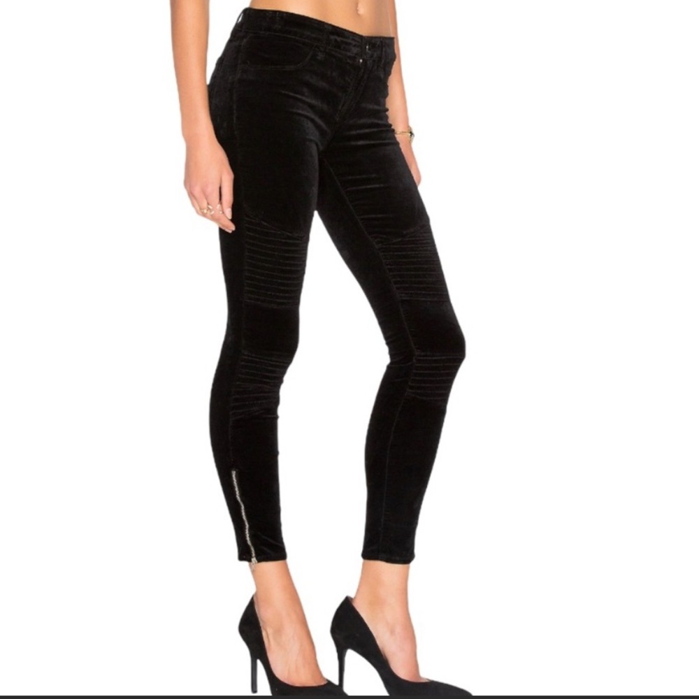 Tori Moto Zip Skinny Velvet Pants